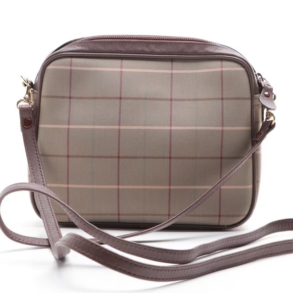 Vintage Burberry Plaid Shoulder Bag with Leather Trim - Picture 3 of 4